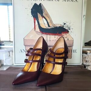 Bottega Veneta Burgundy Strappy Heels
